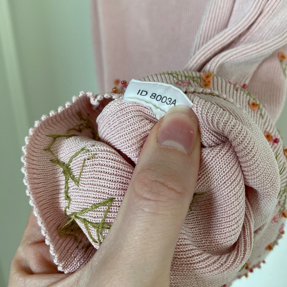 Vintage Y2K Coquette Pink Silk Knit Sequin Embroidered Tank Top Cami Ann Taylor - Picture 10 of 13